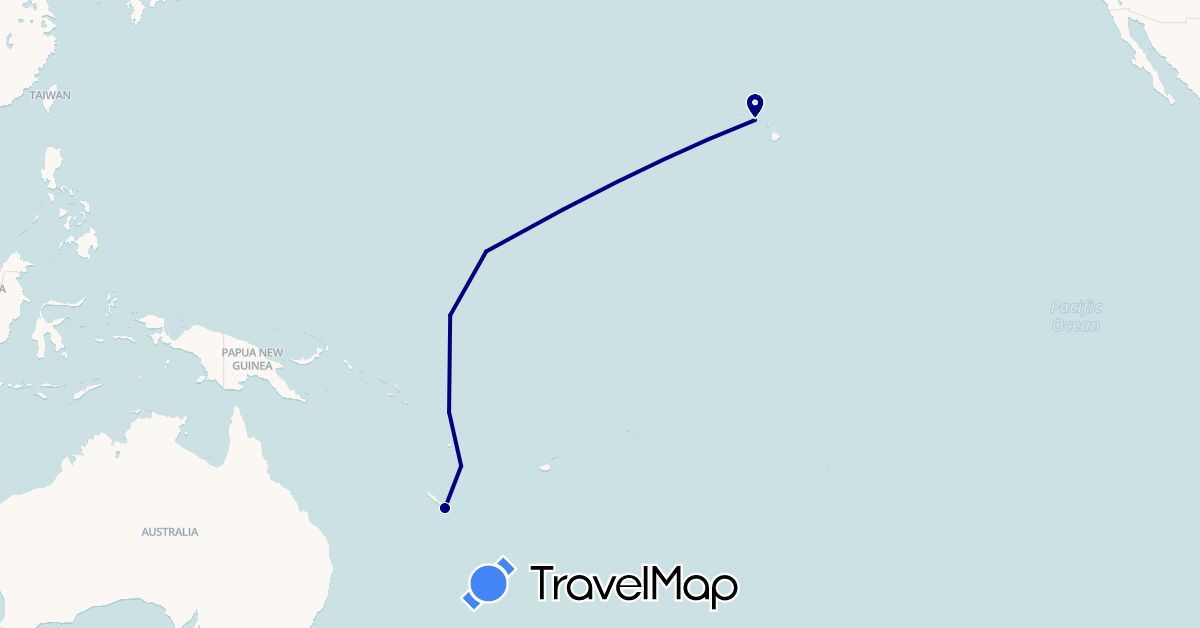 TravelMap itinerary: driving in France, Solomon Islands, United States, Vanuatu (Europe, North America, Oceania)